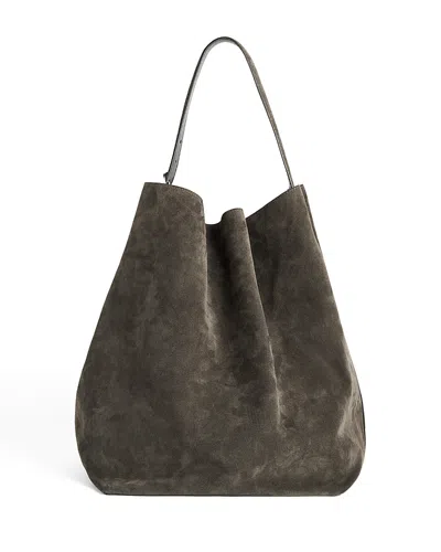 Totême Belted Suede Tote In Gray