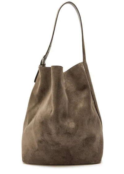 Totême Toteme Belted Suede Tote In Gray