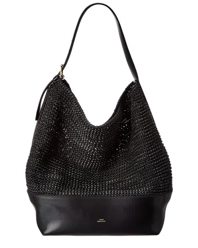 Totême Toteme Belted Woven Leather Tote In Black