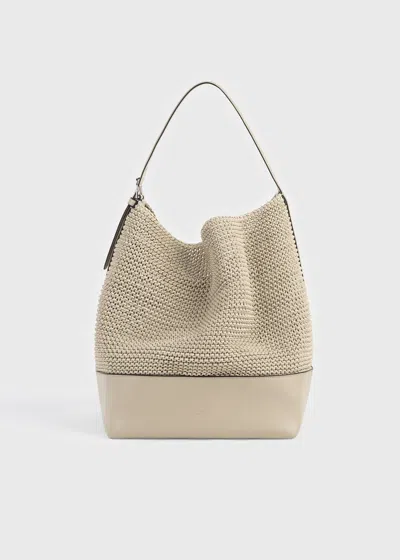 Totême Belted Woven Leather Tote Fawn In Neutral