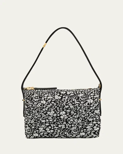 Totême Bevel Beaded Floral Shoulder Bag In Black