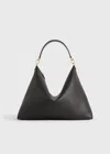 Totême Beveled Grain Leather Shoulder Bag In Black