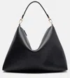 Totême Suede Leather Shoulder Bag With Detachable Handle In Black