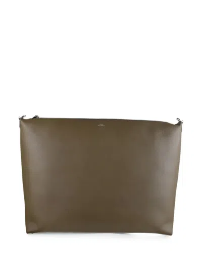 Totême Bevel Leather Tote Bag In Green