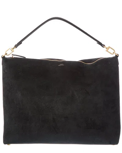 Totême Toteme Bevel Medium Suede Shoulder Bag In Black