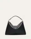Totême Suede Leather Shoulder Bag With Detachable Handle In Black