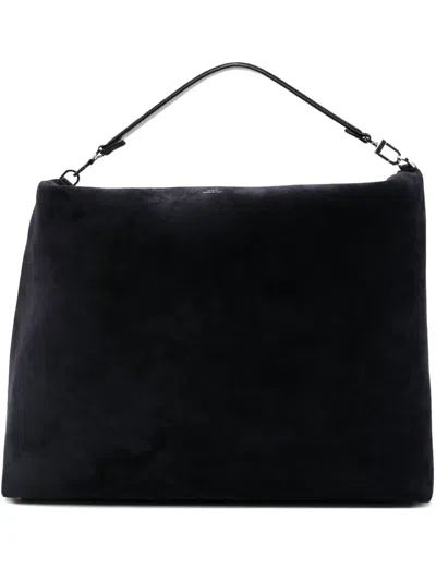Totême Bevel Suede Shoulder Bag In Blue