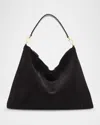 Totême Bevel Suede Tote Bag In Black