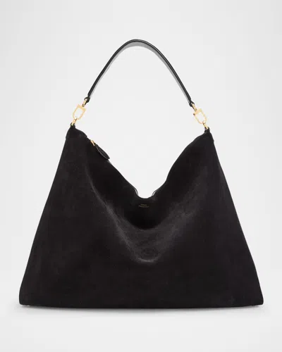 Totême Bevel Suede Tote Bag In Black