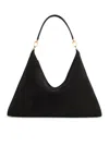 Totême Suede Leather Shoulder Bag With Detachable Handle In Black
