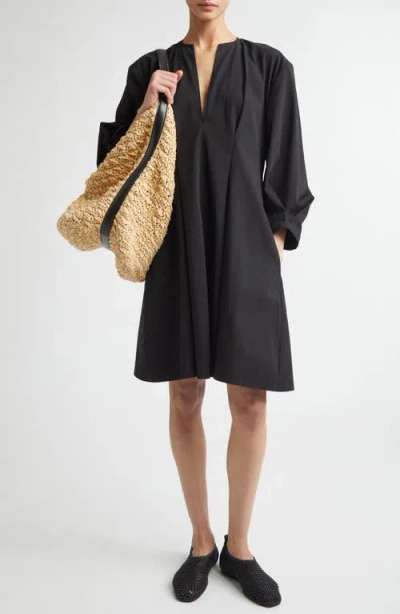 Totême Toteme Cotton Dress With Balloon Sleeves In Black