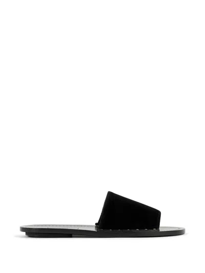 Totême Toteme Studded Velvet Slides Black