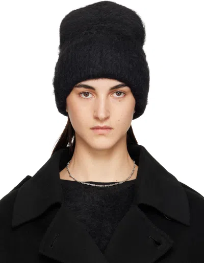 Totême Black Alpaca Knit Beanie