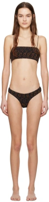 Totême Black & Orange Smocked Bikini In 162 Tortoise Print