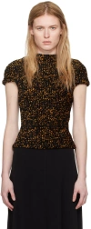 Totême Black & Orange Smocked T-shirt In 162 Tortoise Print