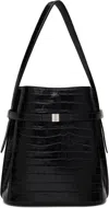 Totême Black Belted Croco-embossed Leather Bucket Bag In Black 001