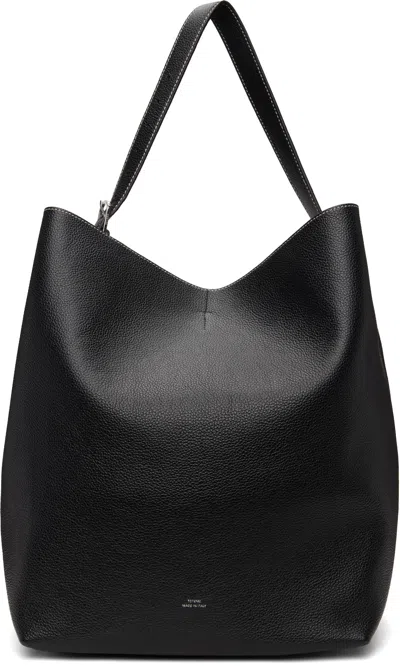 Totême Black Belted Grained-leather Tote In Black 001