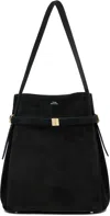 Totême Black Belted Suede Bucket Bag In Black