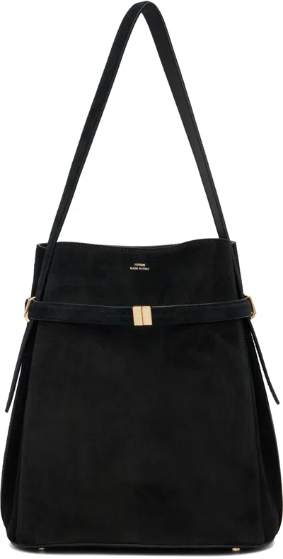 Totême Black Belted Suede Bucket Bag