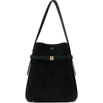 Totême Black Belted Suede Bucket Bag