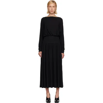Totême Black Boatneck Jersey Maxi Dress