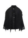 Totême Black Bouclé Fringed Scarf Coat In Black