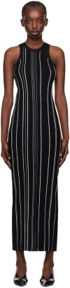 Totême Striped Ribbed-knit Maxi Dress In 001 Black