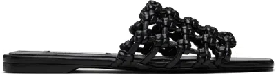 Totême Black Braided-leather Bandeau Slides