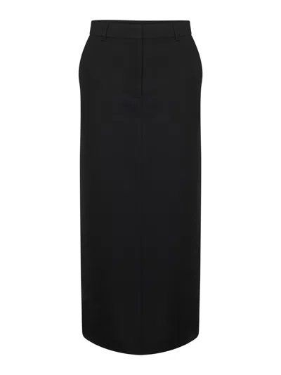 Totême Black Canvas Low-waist Straight Long Skirt