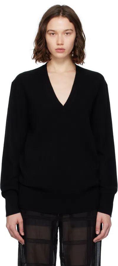 Totême Black Cashmere V-neck Knit Jumper