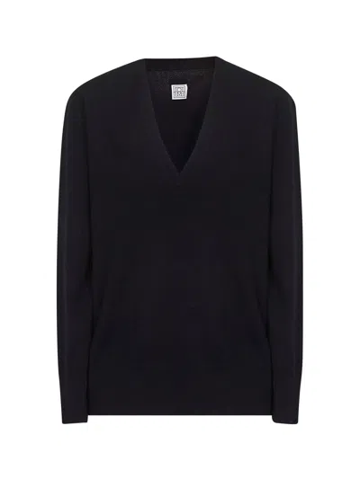 Totême Black Cashmere V-neck Sweater