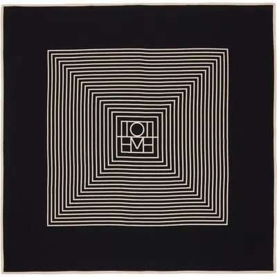 Totême Black Centered Monogram Silk Scarf