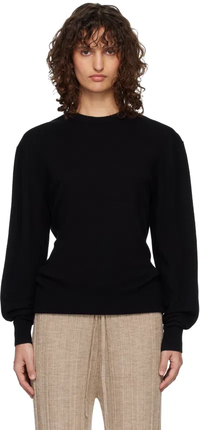Totême Black Classic Cashmere Crew Knit Sweater