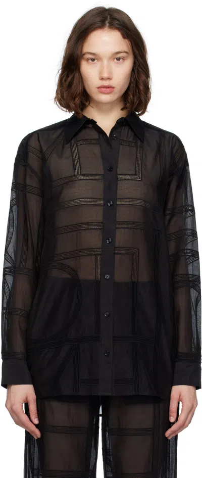 Totême Black Classic Crochet Shirt