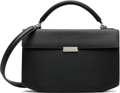 Totême Black Clip Grained-leather Top Handle Bag