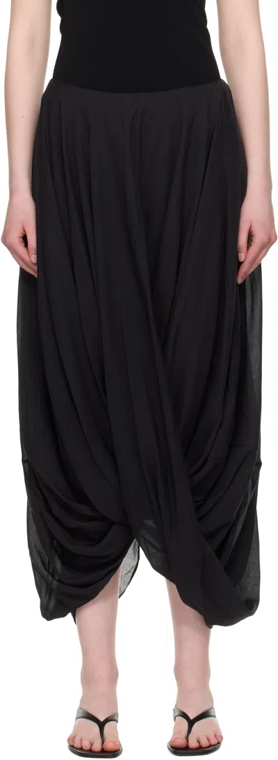 Totême Draped Lyocell And Organic Cotton-blend Voile Maxi Skirt In Black
