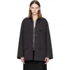 Totême Black Collared Drawstring Jacket In Black