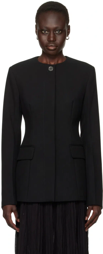 Totême Black Collarless Cinched Jacket