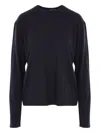 Totême Crew Neck Long Sleeves Plain T-shirt In Black