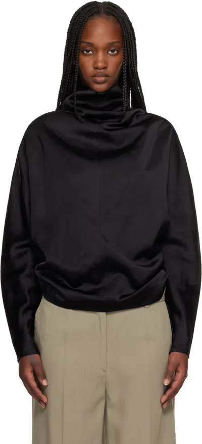 Totême Black Cowl Neck Blouse