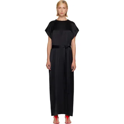Totême Black Crew Satin Maxi Dress