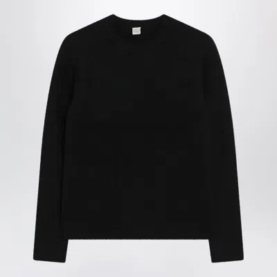Totême Toteme Black Crewneck Sweater In Silk And Cashmere Blend