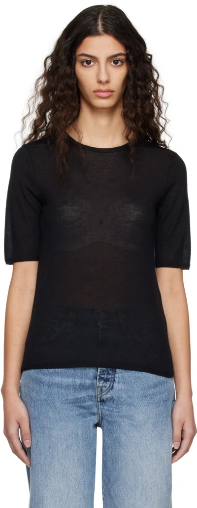 Totême Black Crewneck T-shirt In 200 Black