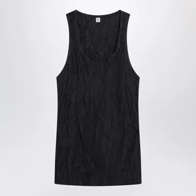 Totême Toteme Black Crinkled Cotton Tank Top