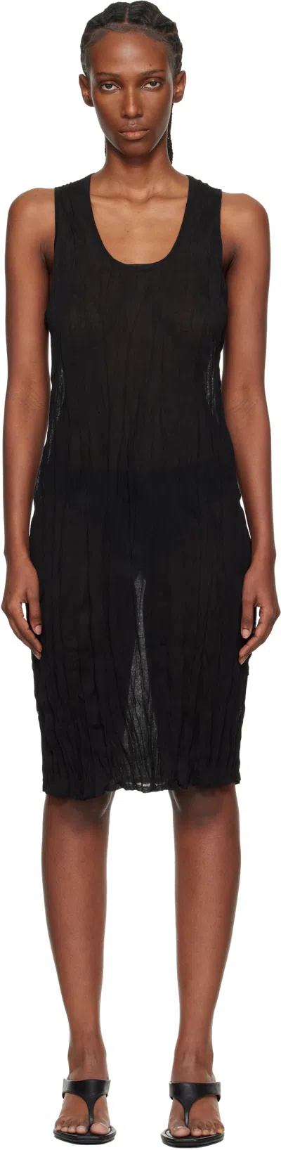 Totême Black Crinkled Knit Tank Midi Dress