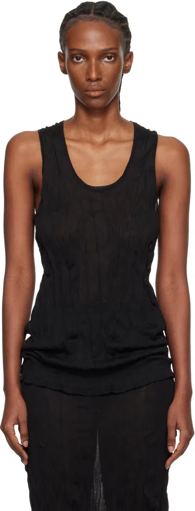 Totême Black Crinkled Knit Tank Top