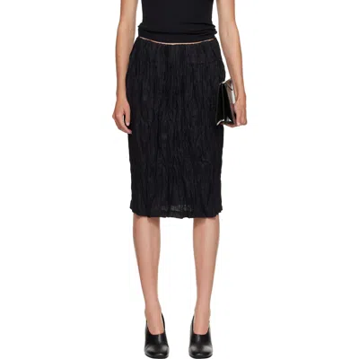 Totême Black Crinkled Linen Maxi Skirt