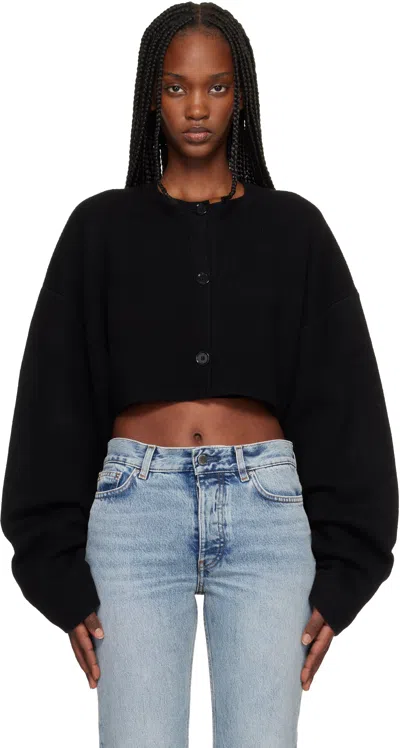 Totême Black Cropped Oversized Cardigan