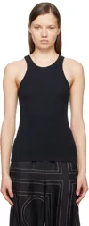 Totême 'espera' Black U Neck Rib Tank Top In Stretch Cotton Woman Toteme