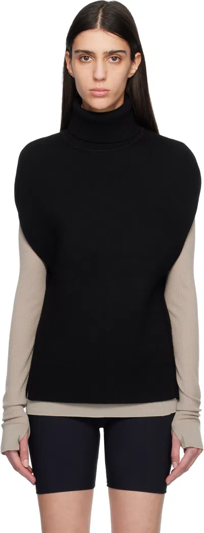Totême Black Double-knit Cape Turtleneck